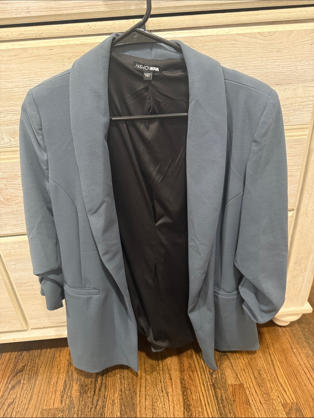 Fashion Nova Slate Blue Open-Front Blazer
